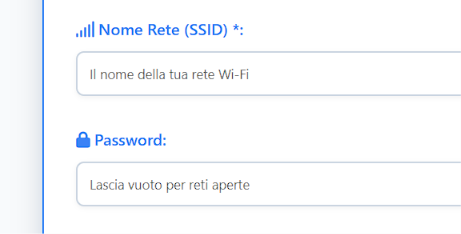 Inserisci SSID e password
